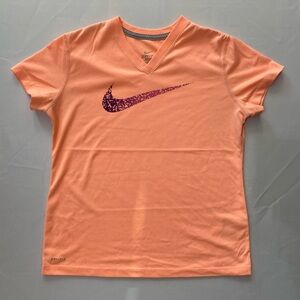 Nike Confetti Logo Orange T-Shirt Youth Girl size XL